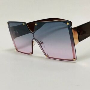 Oversized Square Sunglasses Fashion Women Flat Lens Shield XL Betty Style Lentes